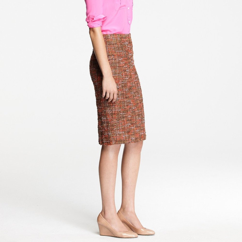 J.Crew Pencil Skirt in Frayed Tweed, Textured Pink